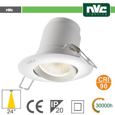 Faro direzionabile LED IP20 9W 3000K 700LM 24º FORO:95mm