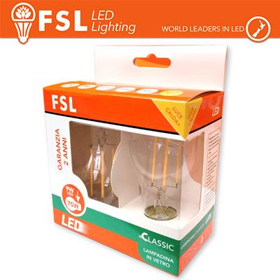 Lampada Goccia FILAMENTO: Confezione PROMO 2PACK - 9W 2700K