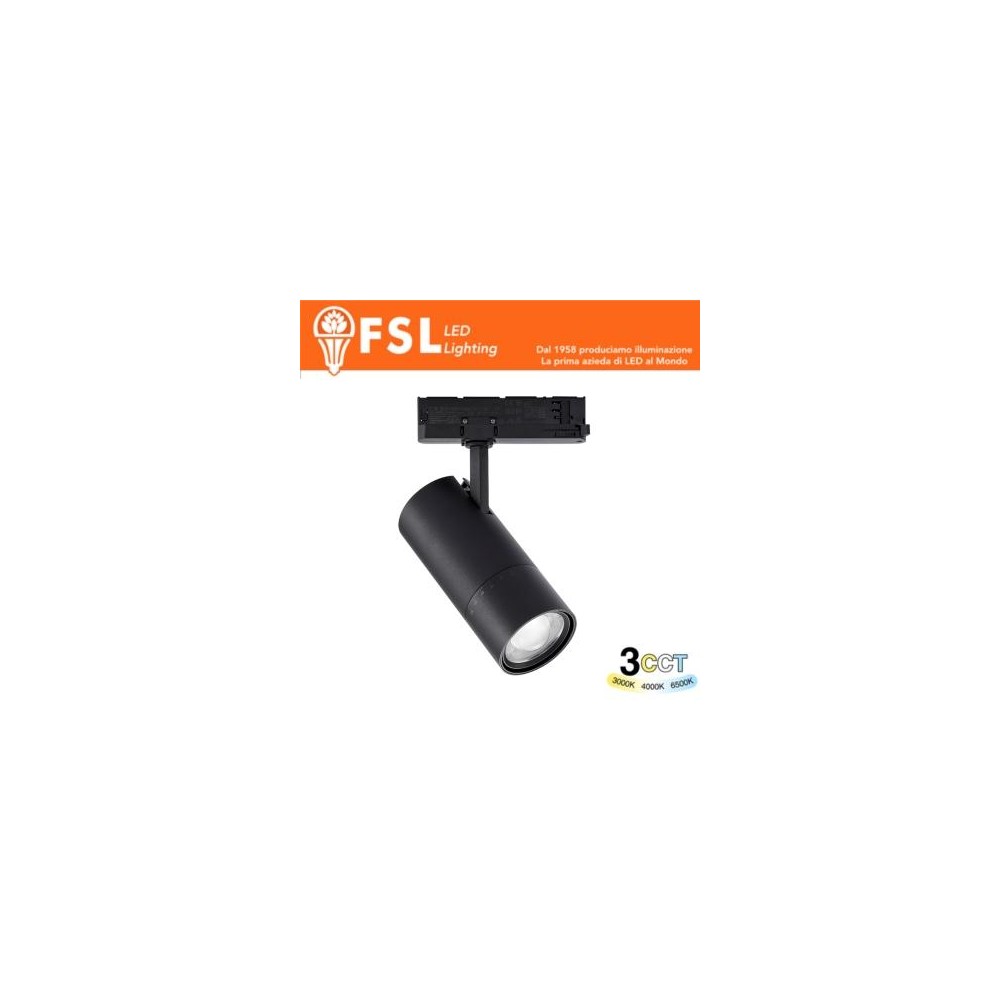 Proiettore LED a Binario Trifase Zoomabile - 3 in 1 CCT (3000-4000-6500K) Nero