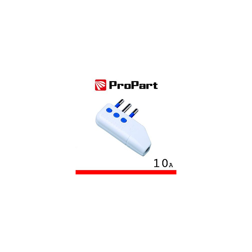 Spina 10A 2P+T uscita cavo 90° polybag